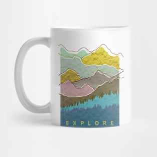 Watercolor Mountains Geometric Nature Woods Aesthetic Mug